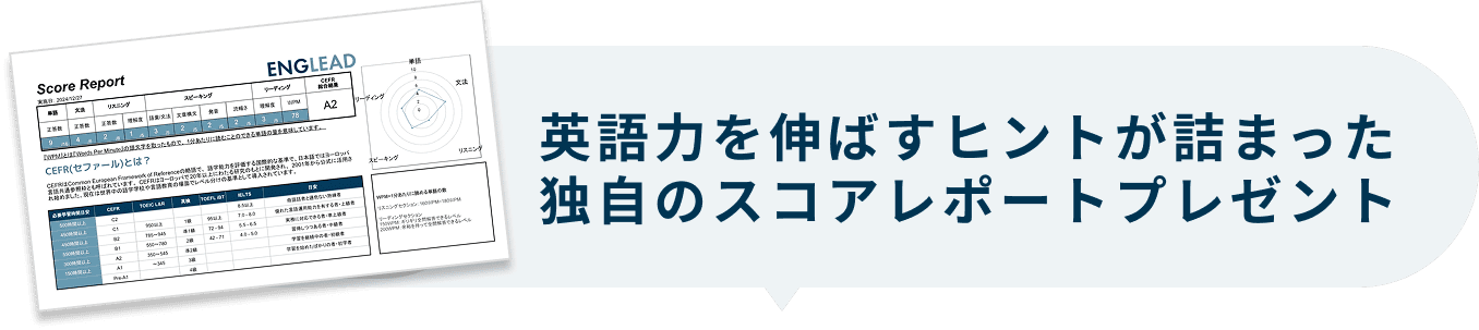 英語力を伸ばすヒントが詰まった独自のスコアレポートプレゼント