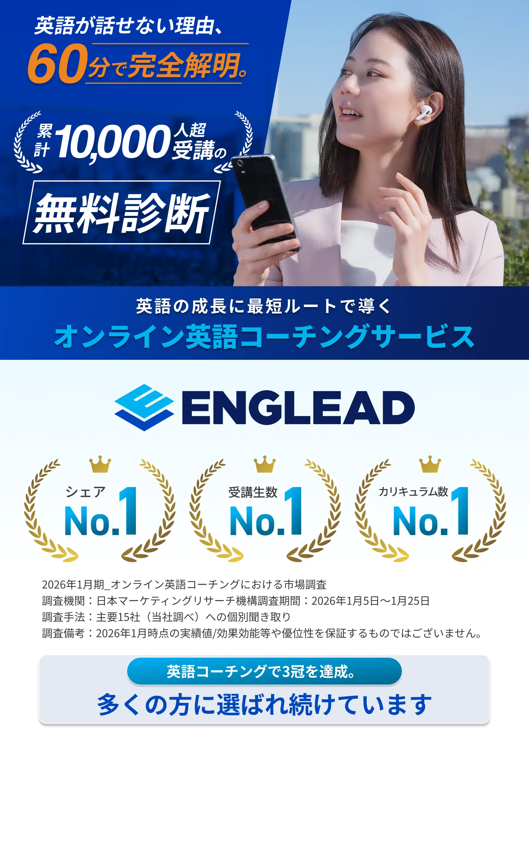 英語が話せない理由、60分で完全解明。累計10,000人超受講の無料診断 英語の成長に最短ルートで導くオンライン英語コーチングサービス